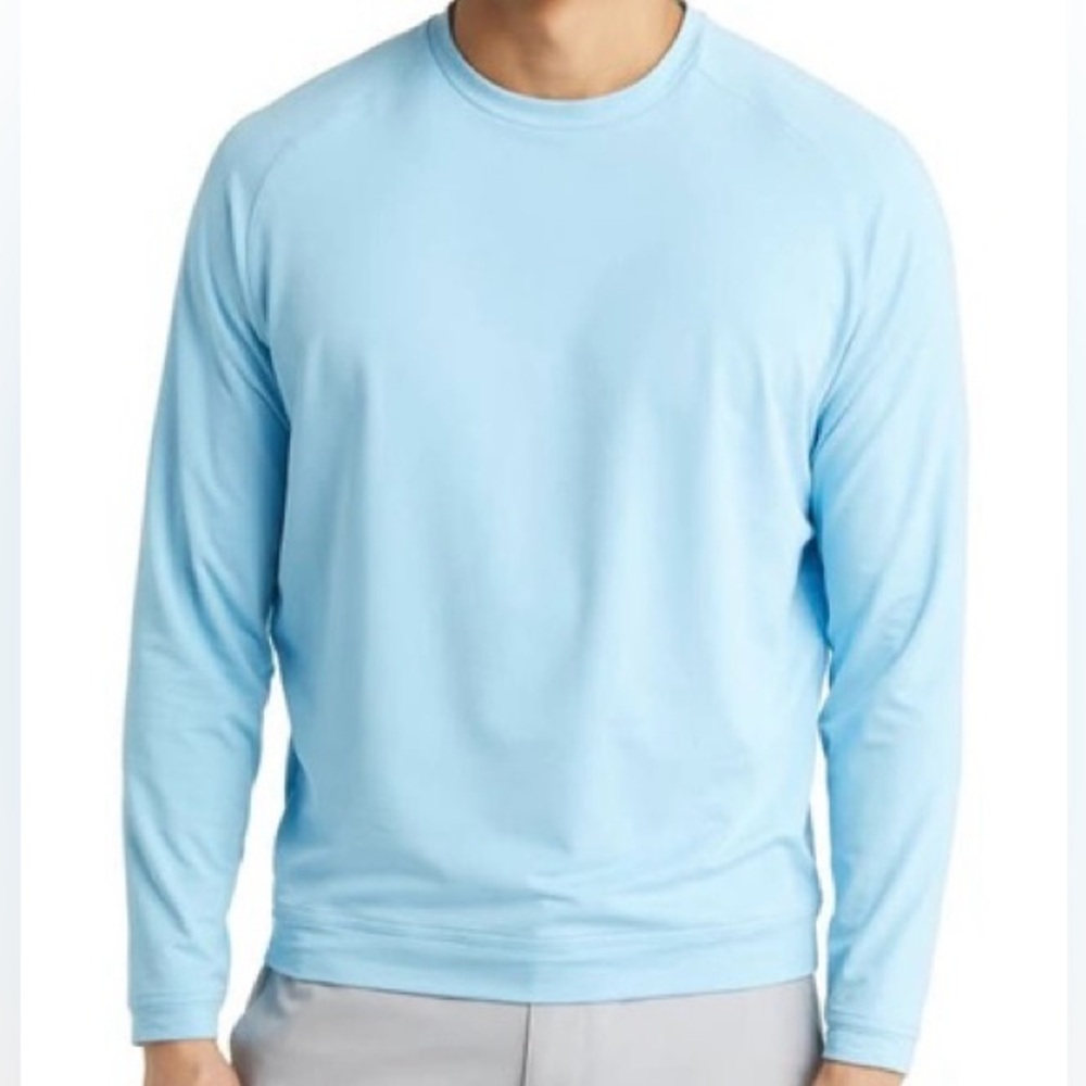 Peter Millar Seaport Blue Cradle Performance Crewneck L/S Shirt Pullover Golf S